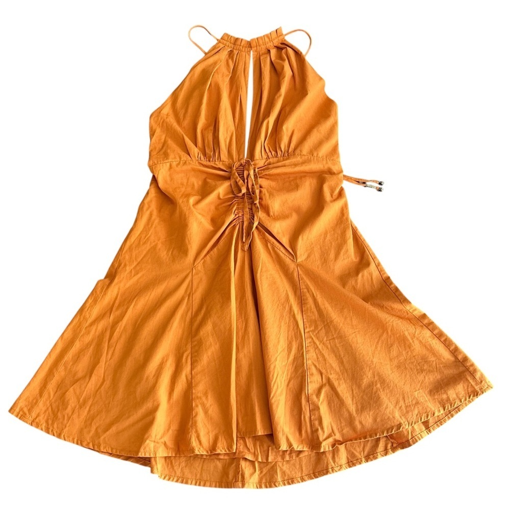 RARE Free People | Rust Halter Open Back Mini Dress